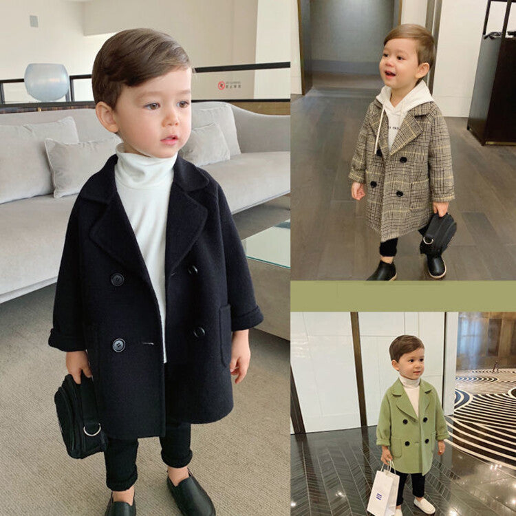Children's long woolen overcoat