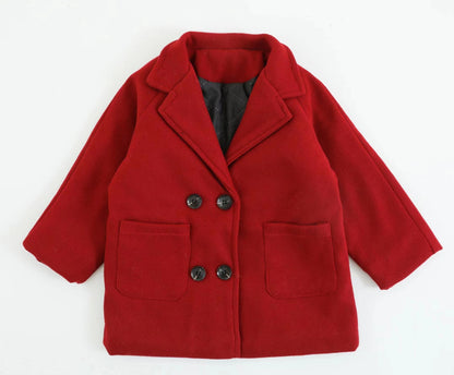 Children's long woolen overcoat