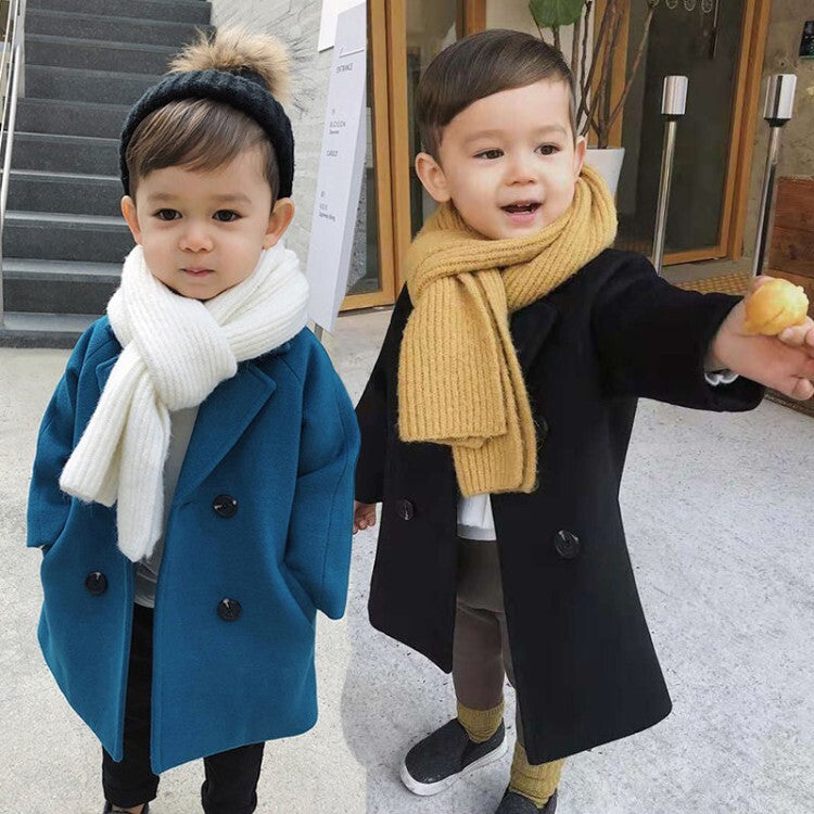 Children's long woolen overcoat