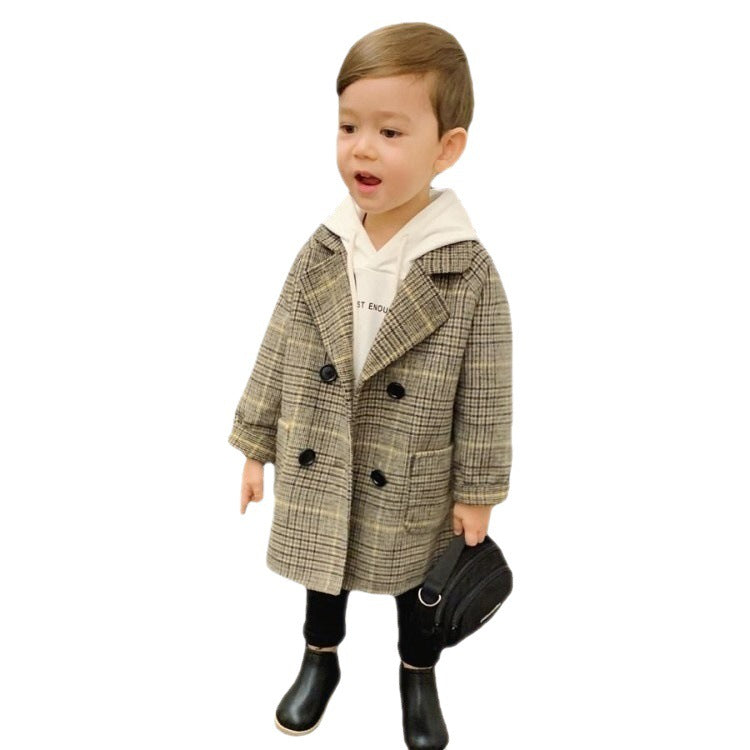 Children's long woolen overcoat