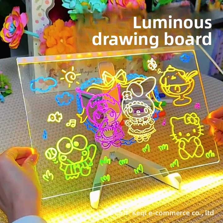 Children's Luminous Drawing Board DIY Erasable Transparent Acrylic Educational Education Exercise Thinking Kidsren's Painting Toys
