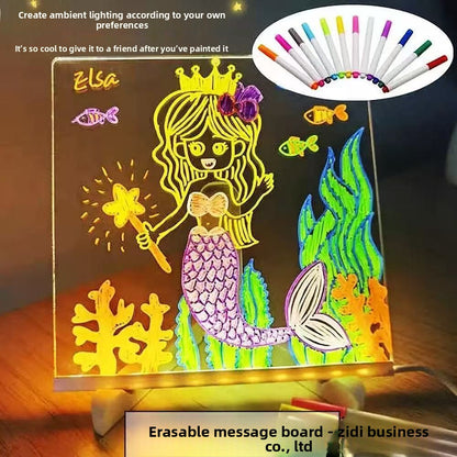 Children's Luminous Drawing Board DIY Erasable Transparent Acrylic Educational Education Exercise Thinking Kidsren's Painting Toys