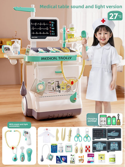 Children's pediatrician playing with toys