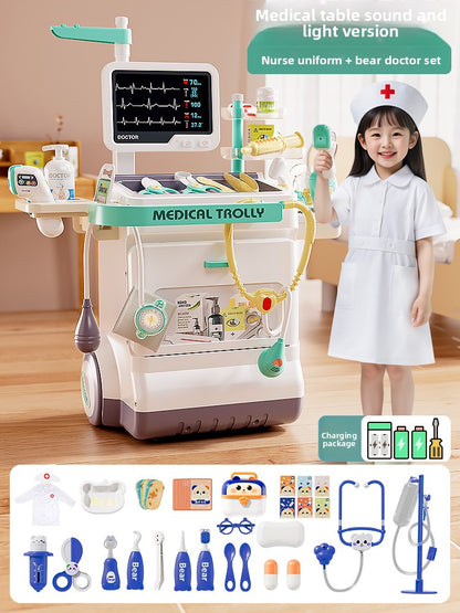 Children's pediatrician playing with toys
