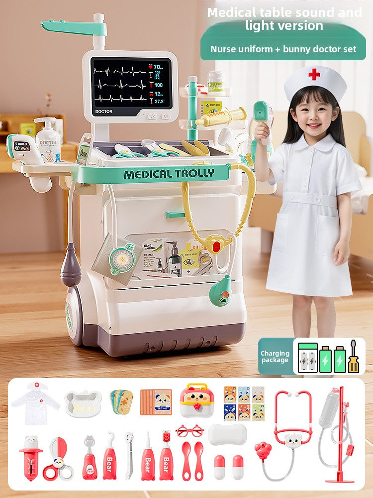 Children's pediatrician playing with toys