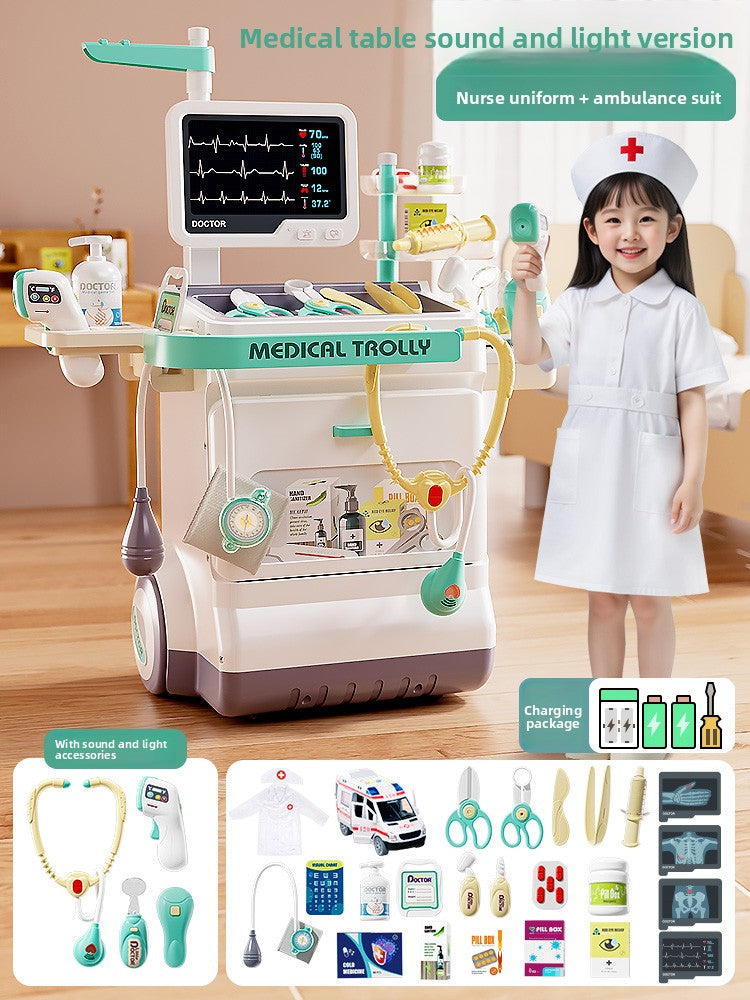 Children's pediatrician playing with toys