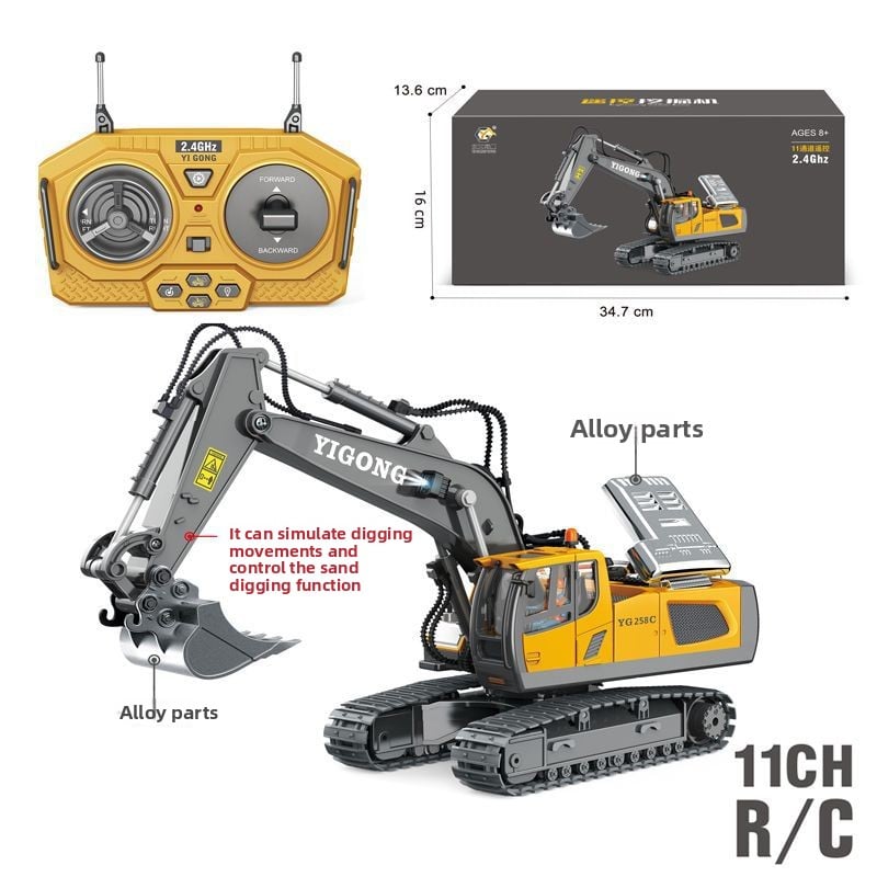 children's remote control excavator engineering vehicle alloy digging dump truck bulldozer toys