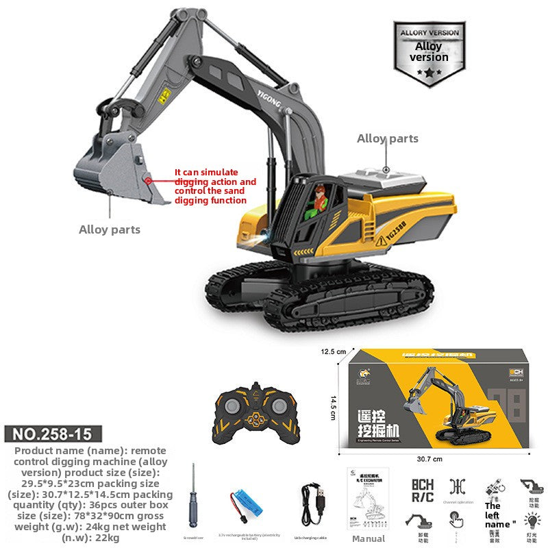 Children's remote-controlled 11-channel excavator