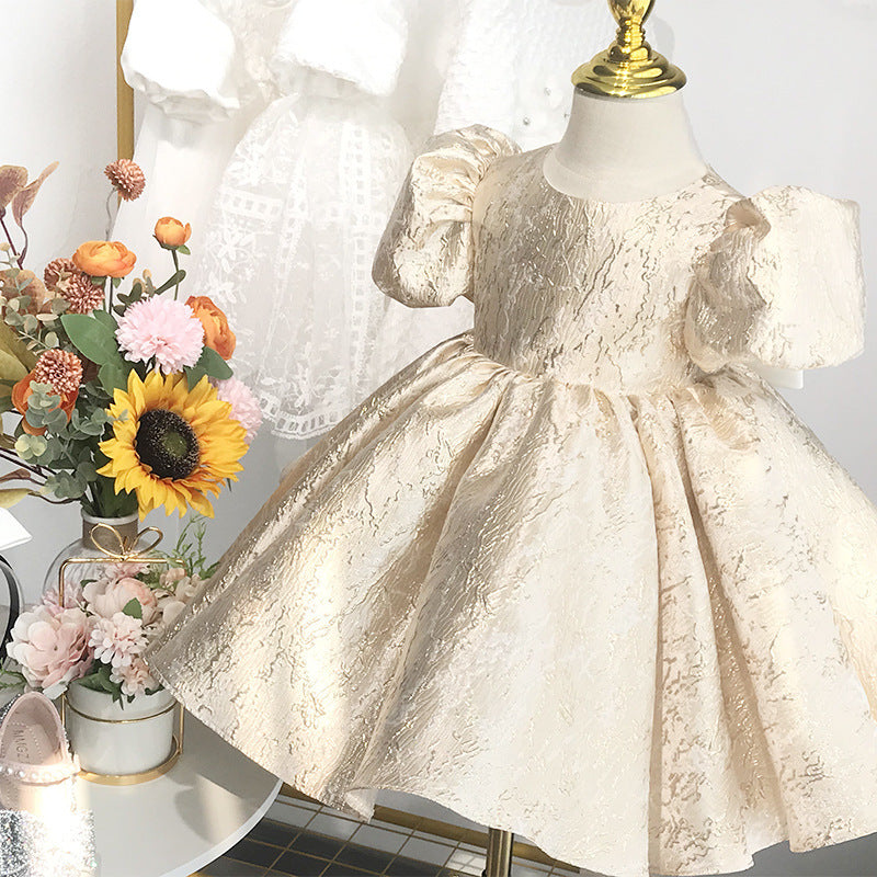 Children's Satin Puff Sleeve Princess Dress