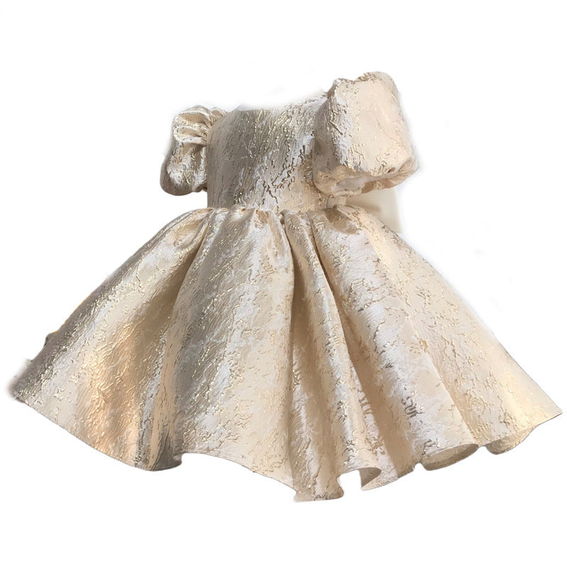 Children's Satin Puff Sleeve Princess Dress