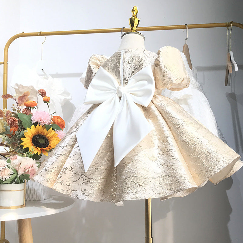 Children's Satin Puff Sleeve Princess Dress