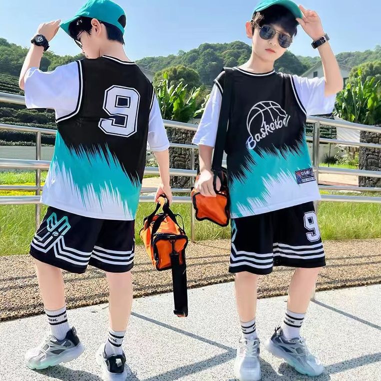 Children's summer thin short-sleeved basketball uniforms