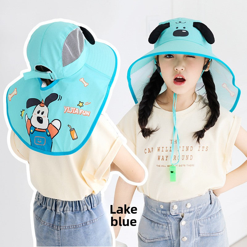 Children's sun hat with neck protection and wraparound scarf
