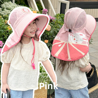 Children's sun hat with neck protection and wraparound scarf