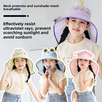 Children's sun hat with neck protection and wraparound scarf