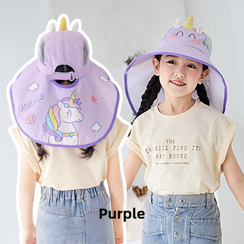 Children's sun hat with neck protection and wraparound scarf