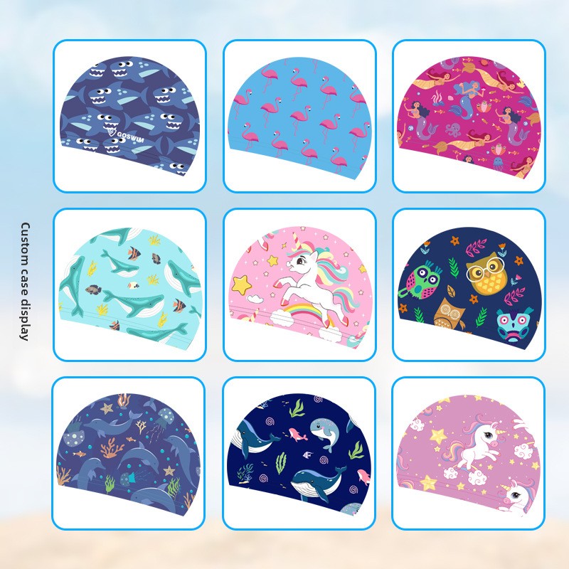 Children's swimming caps for boys and girls do not hold their heads