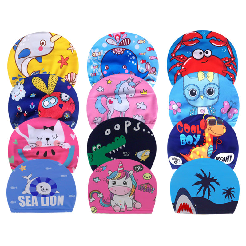 Children's swimming caps for boys and girls do not hold their heads