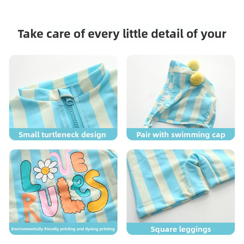 Children's Swimsuit, Boy's One-Piece Hooded Swimming Suit