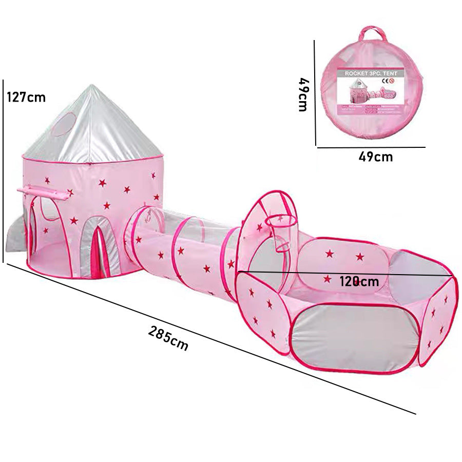 Children's Three-in-One Play Tent with Tunnel and Ball Pool