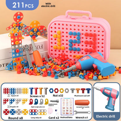 Children's Toy Electric Drill DIY Repair Screw Tool Box