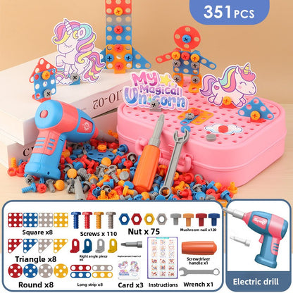 Children's Toy Electric Drill DIY Repair Screw Tool Box