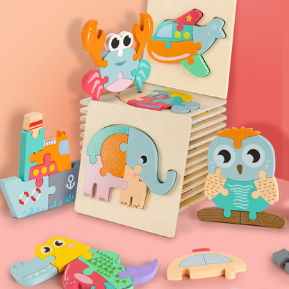 Children's Wooden 3D Cartoon Puzzle Educational Toy