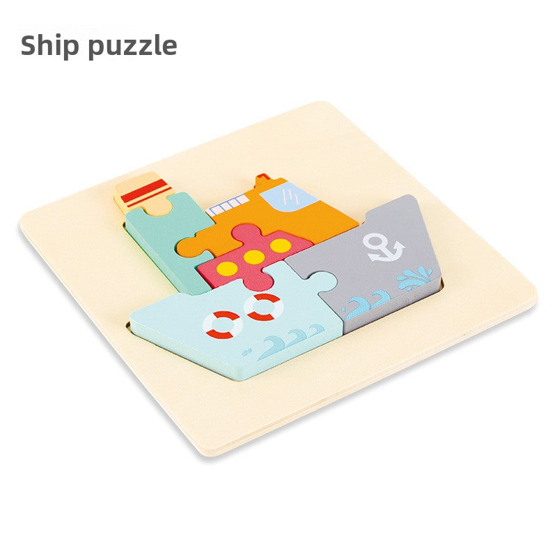 Children's Wooden 3D Cartoon Puzzle Educational Toy