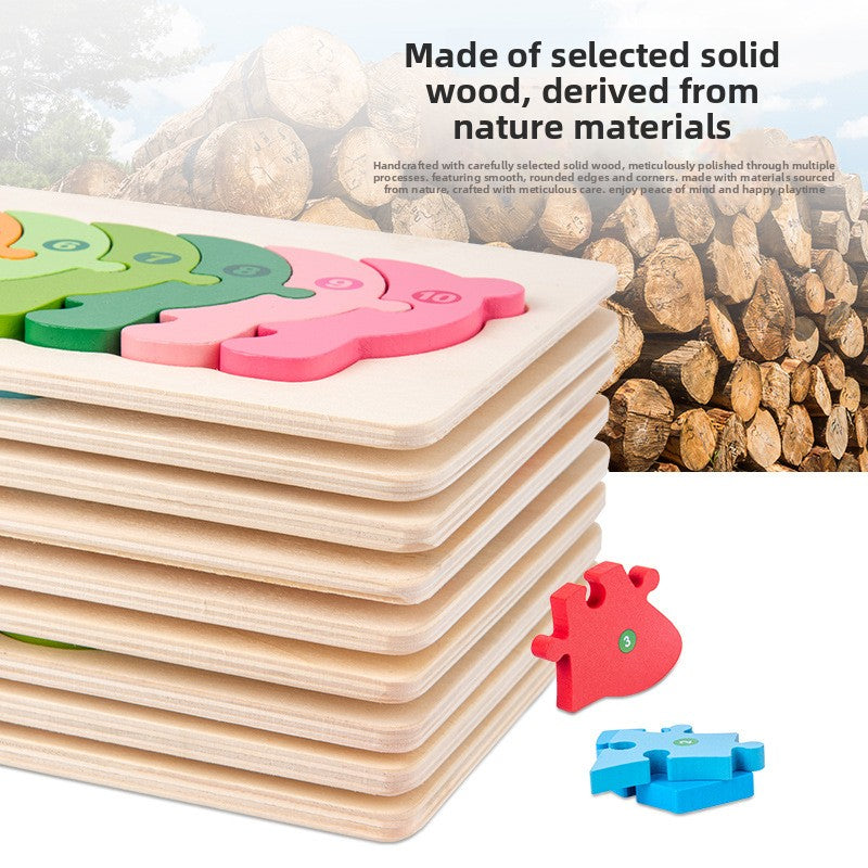 Children's Wooden 3D Puzzle Animal Dinosaur Building Blocks