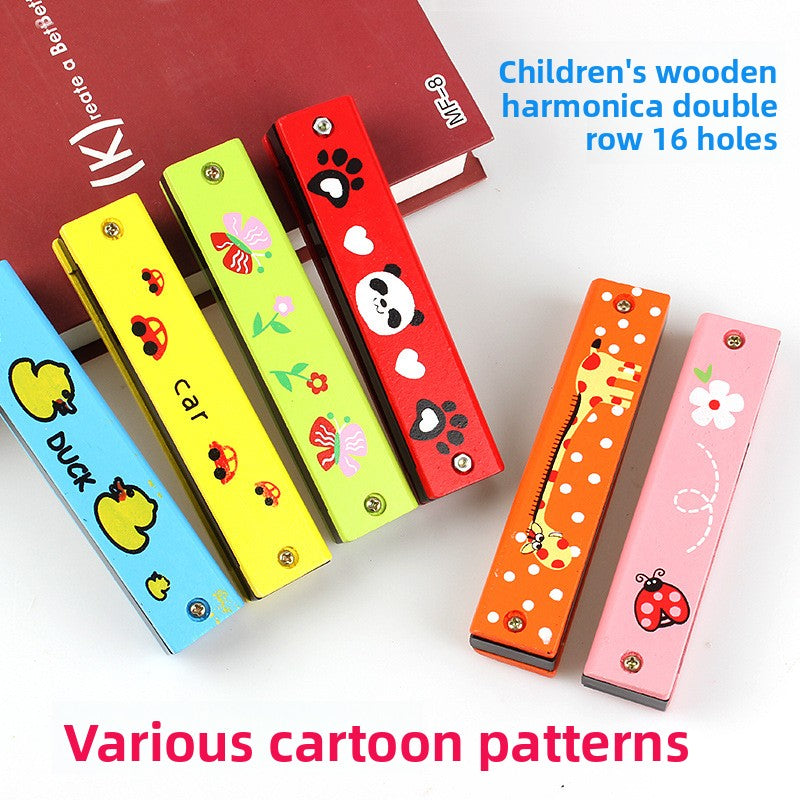 Children's wooden painted harmonica