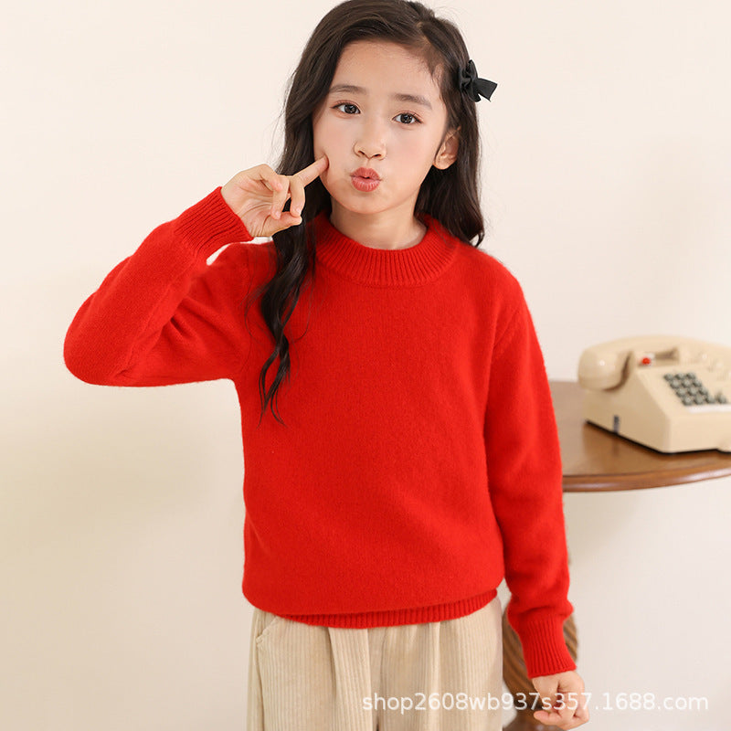 Children's Wool Knitwear Half Turtleneck Pullover