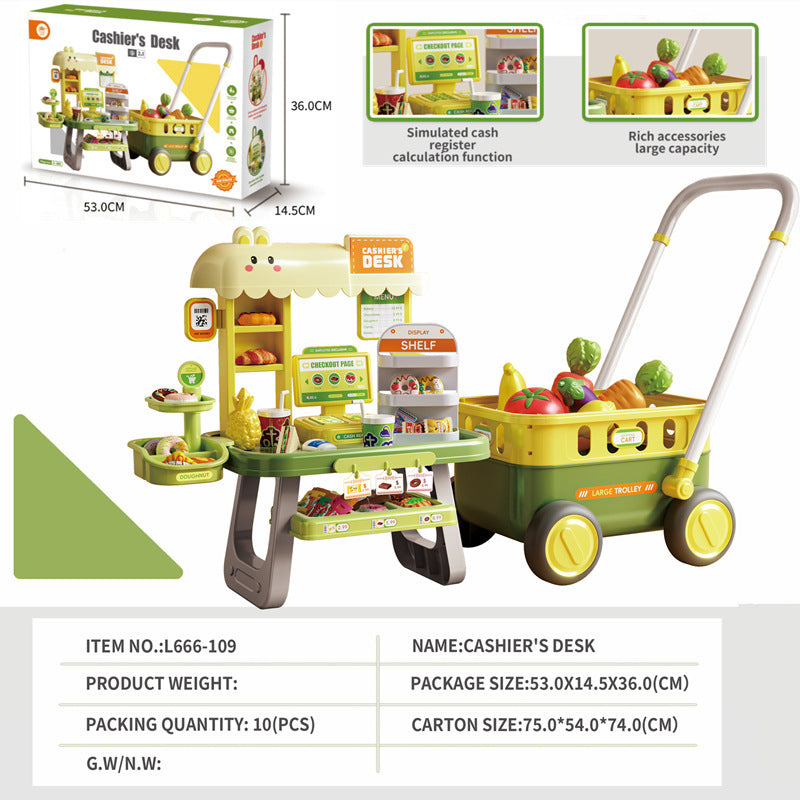 Children Simulation Supermarket Shopping Cart Toy Set
