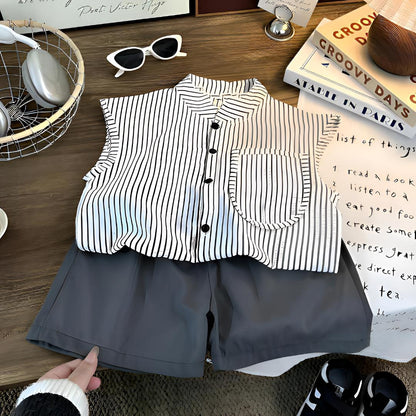 Children Sleeveless Vest and Shorts Set