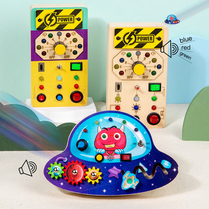Children Wooden LED Educational Busy Block Toy