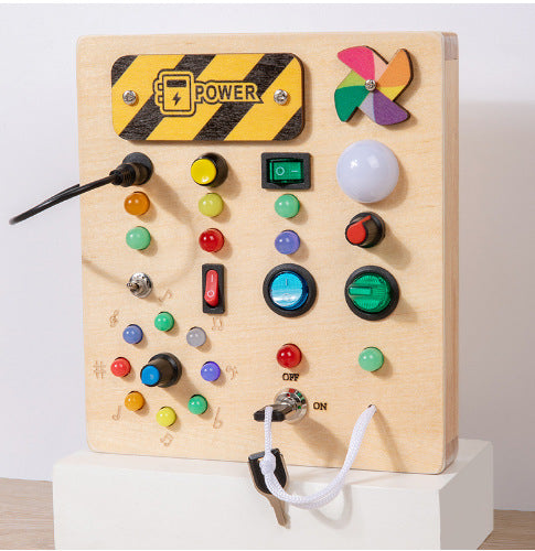 Children Wooden LED Educational Busy Block Toy