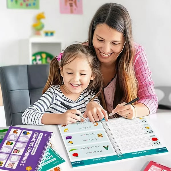 children writing book