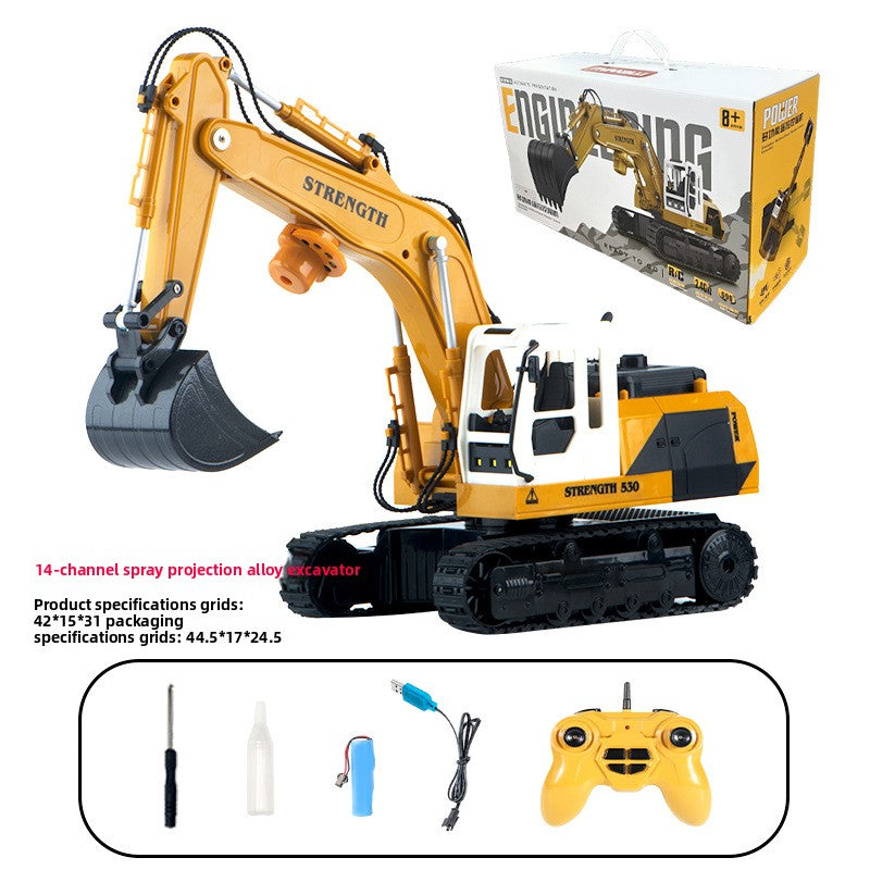 Childrens Alloy Excavator Toy with Light Music Spray Projection