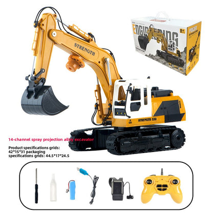 Childrens Alloy Excavator Toy with Light Music Spray Projection