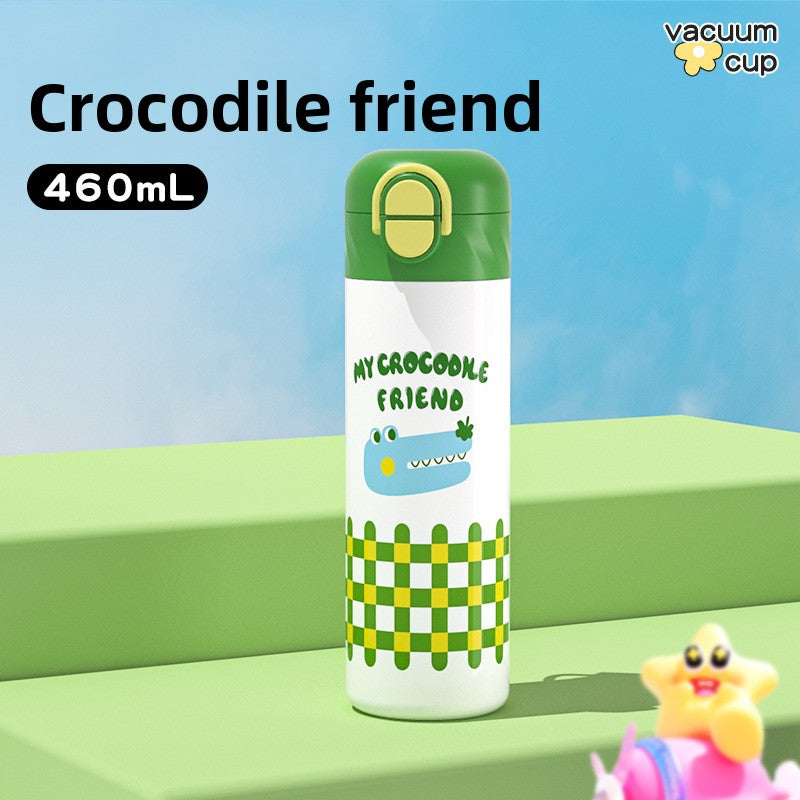 Childrens cartoon insulated straw water bottle