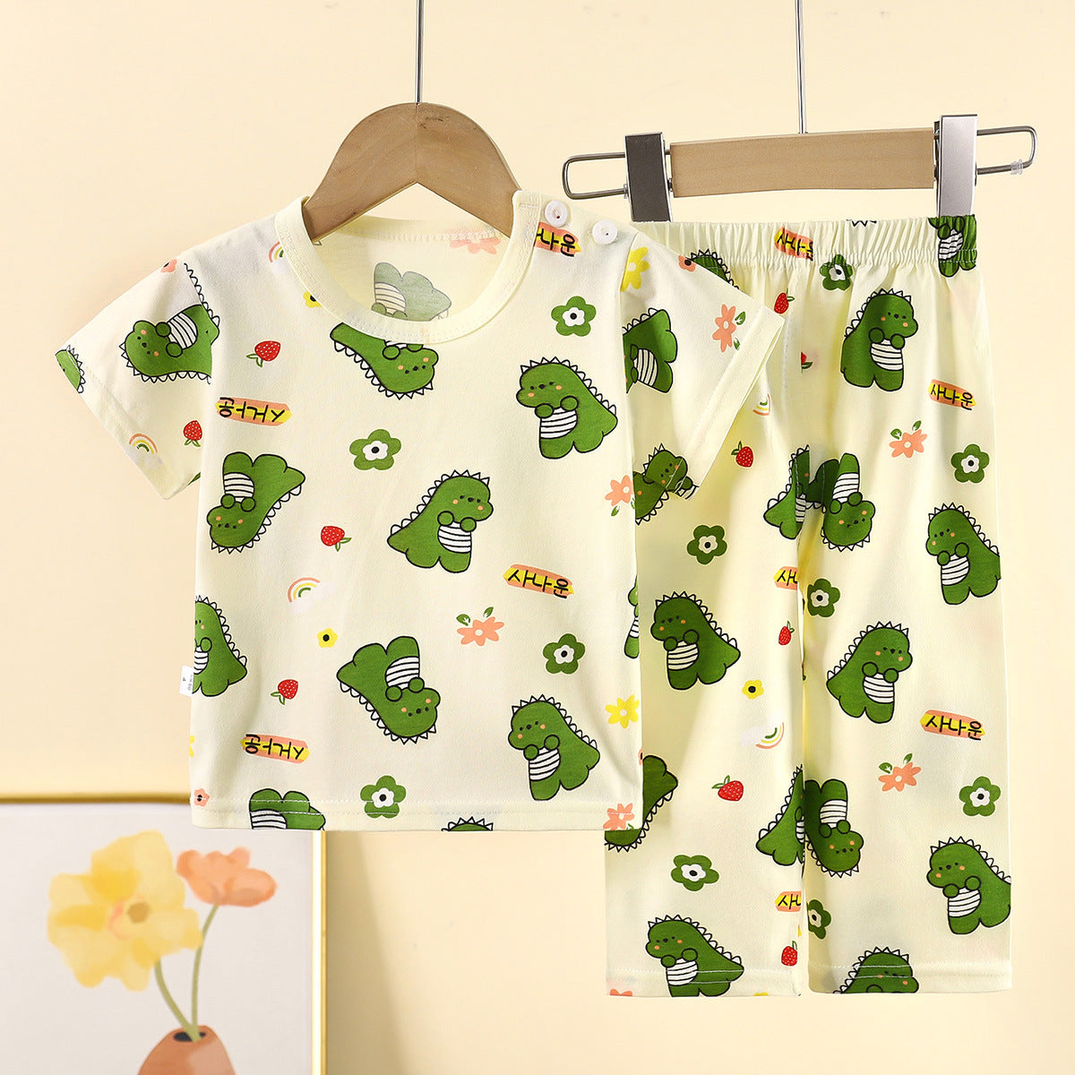 Childrens Cotton Short Sleeve Pajama Set