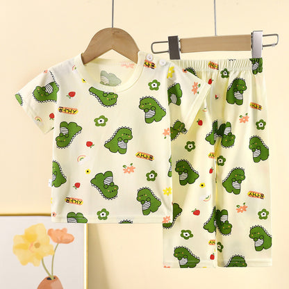Childrens Cotton Short Sleeve Pajama Set