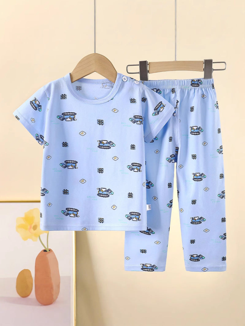 Childrens Cotton Short Sleeve Pajama Set