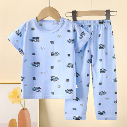 Childrens Cotton Short Sleeve Pajama Set