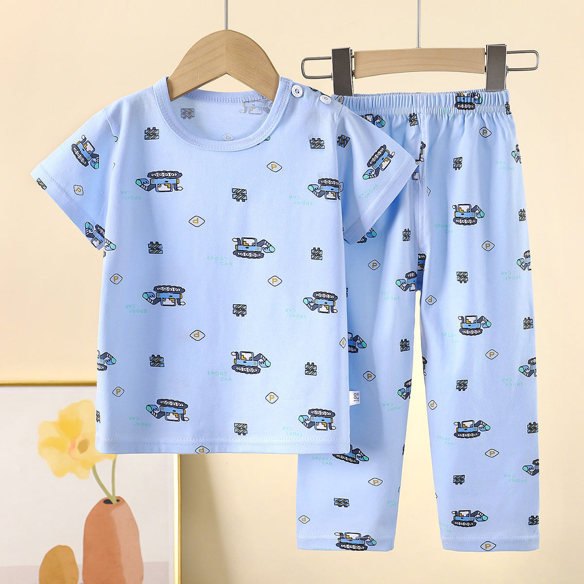 Childrens Cotton Short Sleeve Pajama Set