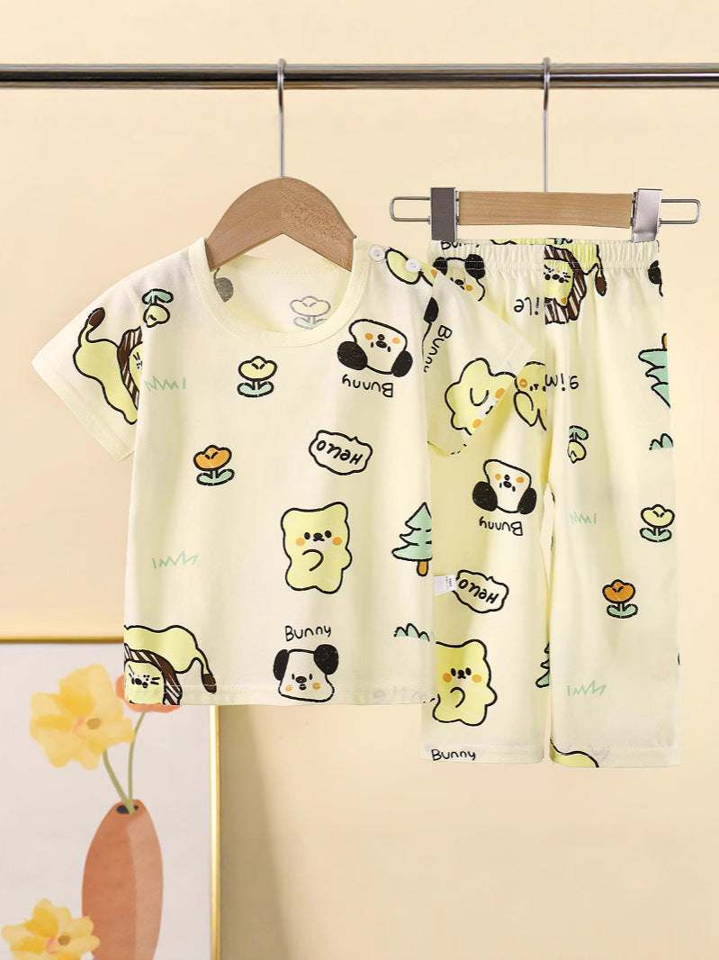 Childrens Cotton Short Sleeve Pajama Set