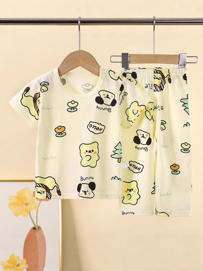 Childrens Cotton Short Sleeve Pajama Set