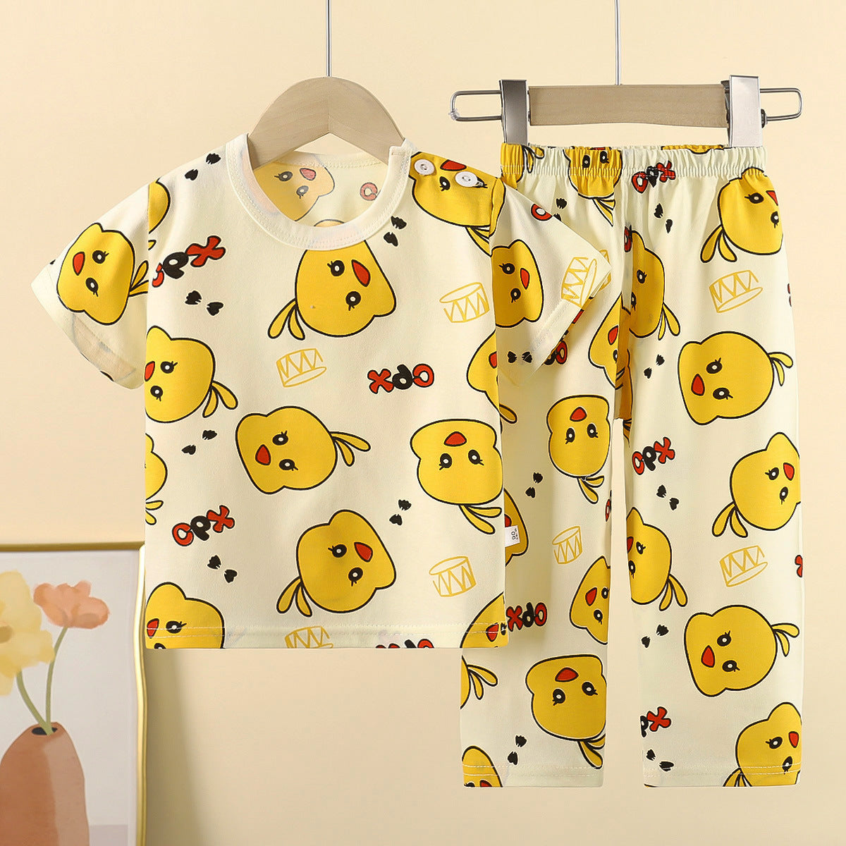 Childrens Cotton Short Sleeve Pajama Set