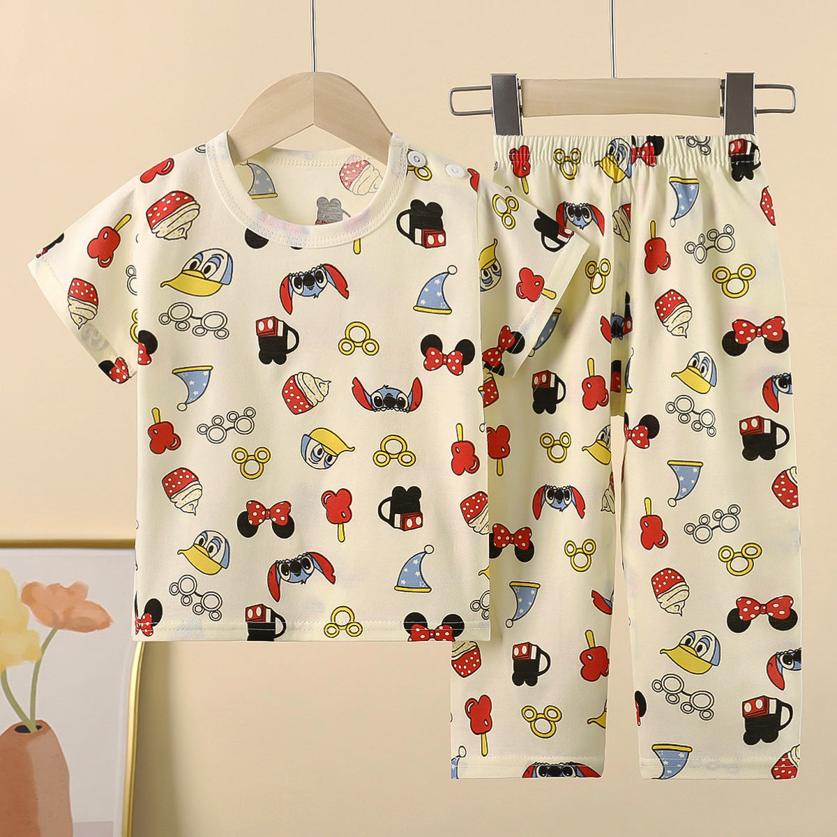 Childrens Cotton Short Sleeve Pajama Set