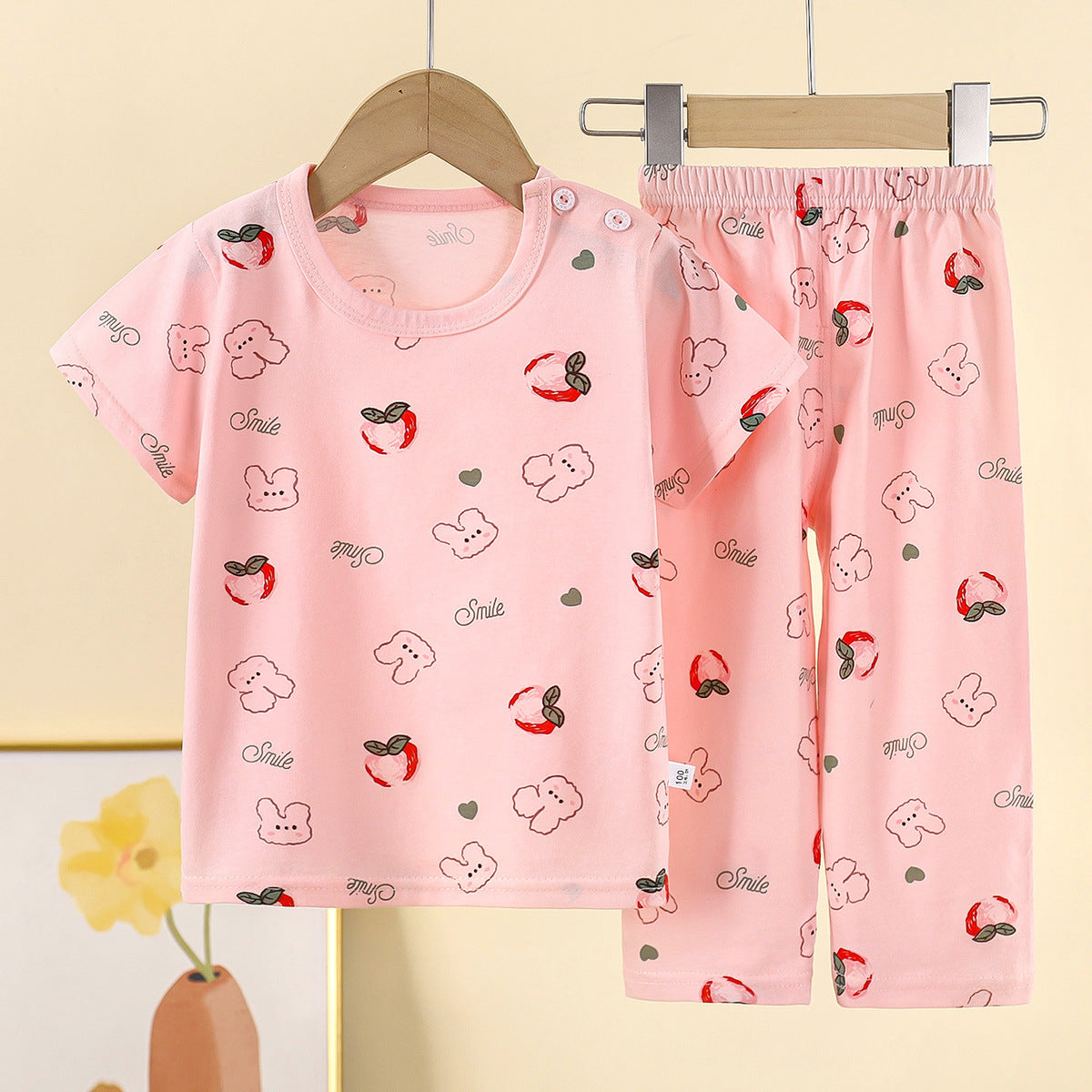 Childrens Cotton Short Sleeve Pajama Set