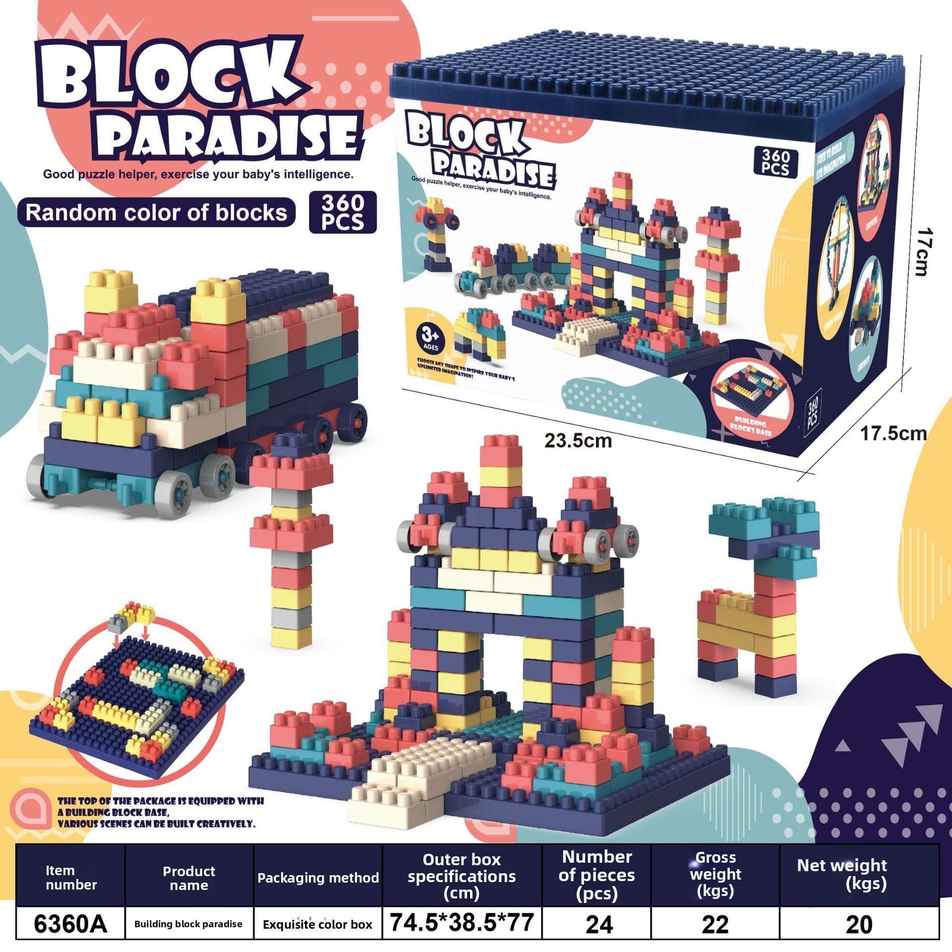 Childrens DIY Educational Building Blocks Large Particle Castle Ferris Wheel